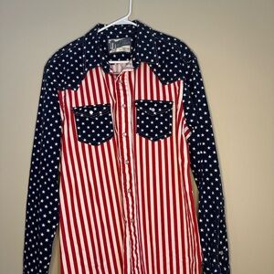 Patriotic Star and Stripe Button-Up Shirt